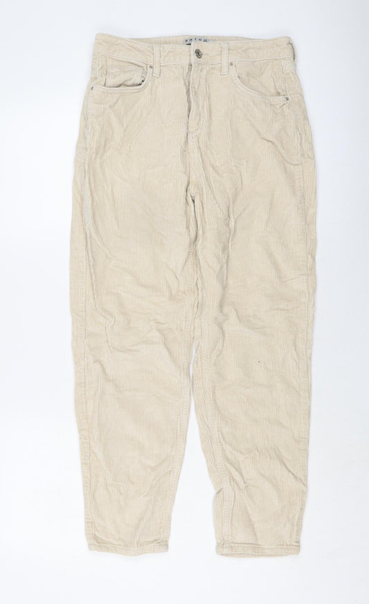 Denim & Co. Womens Beige Cotton Trousers Size 10 L25 in Regular Button