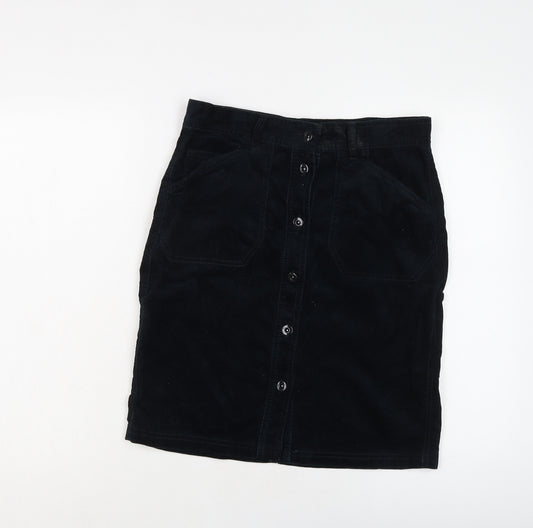 Marks and Spencer Womens Blue Cotton Mini Skirt Size 8 Button