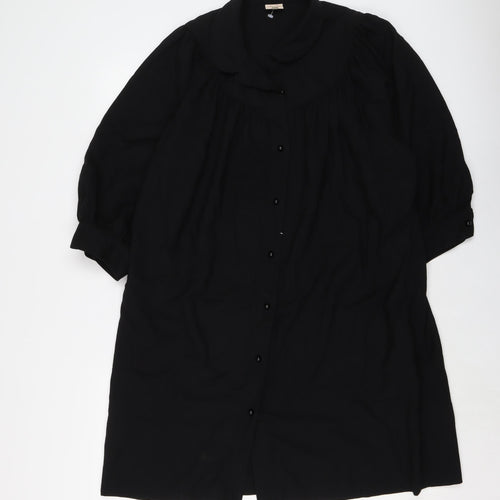 Whistles Womens Black Wool Tunic Blouse Size 16 Collared