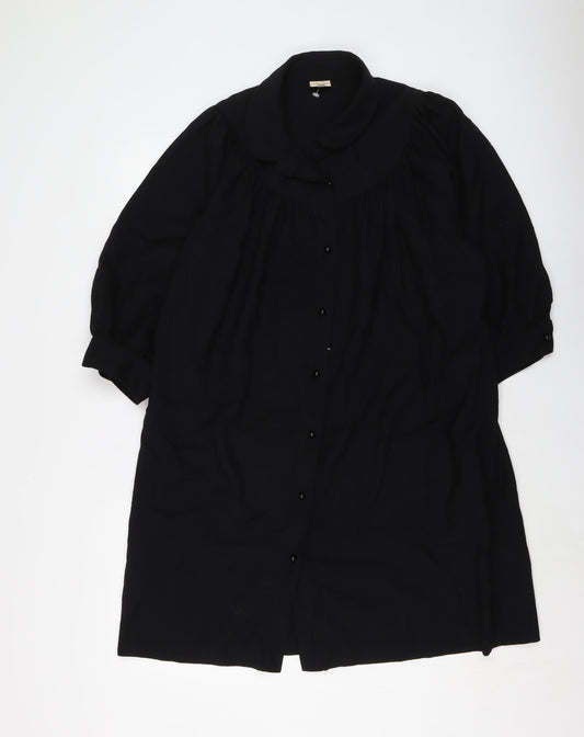 Whistles Womens Black Wool Tunic Blouse Size 16 Collared