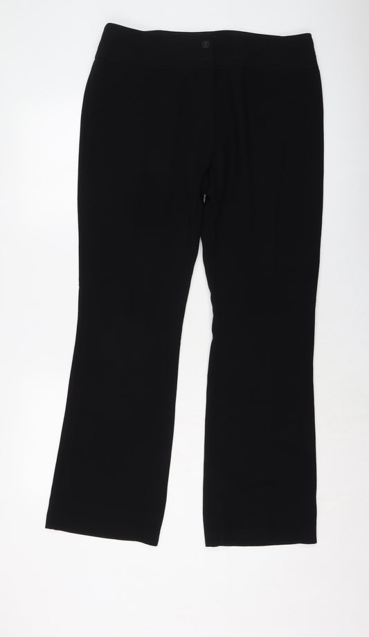 Marks and Spencer Womens Black Polyester Trousers Size 16 L31 in Regular Button