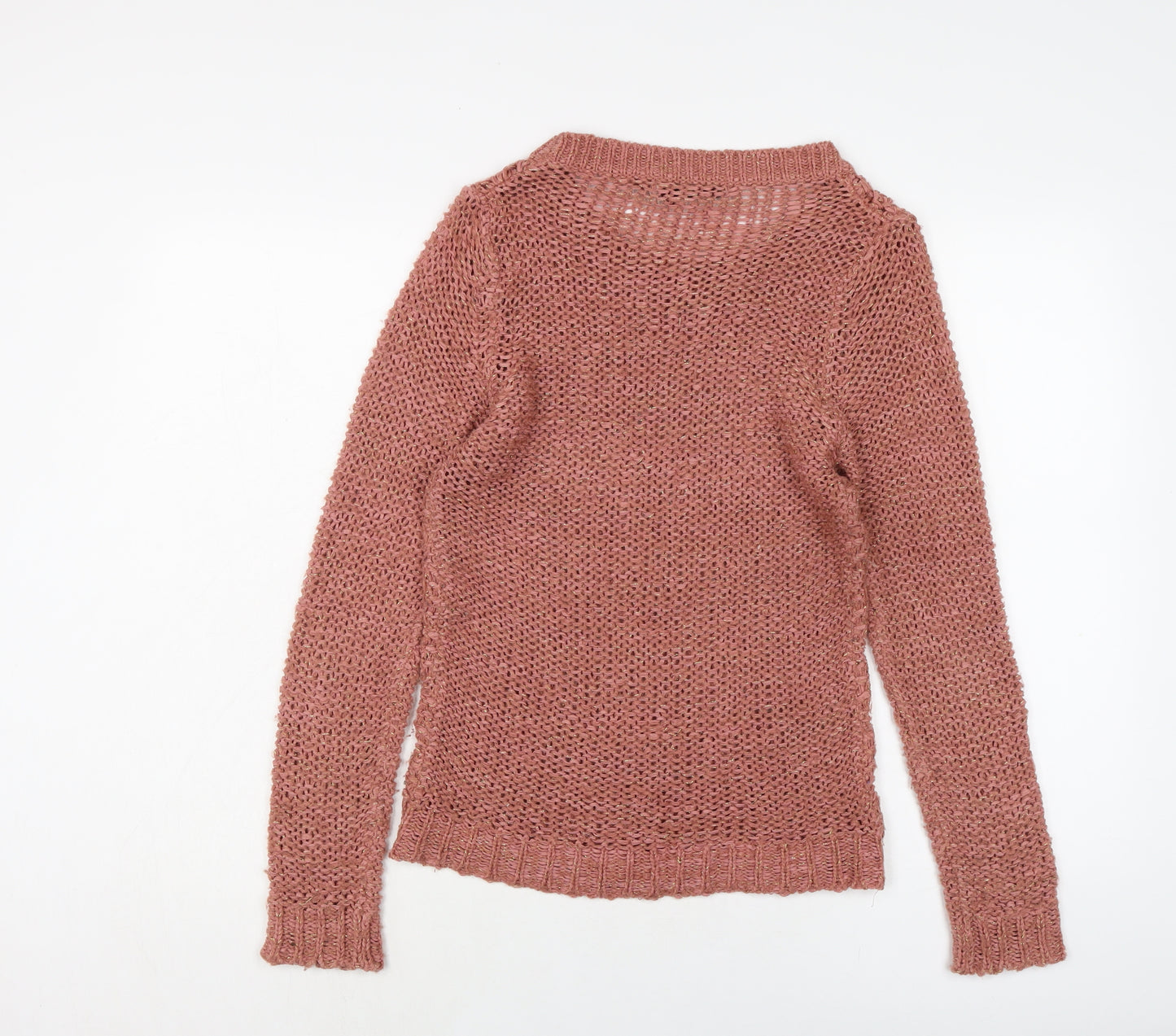 Pull&Bear Womens Pink Round Neck Acrylic Pullover Jumper Size S