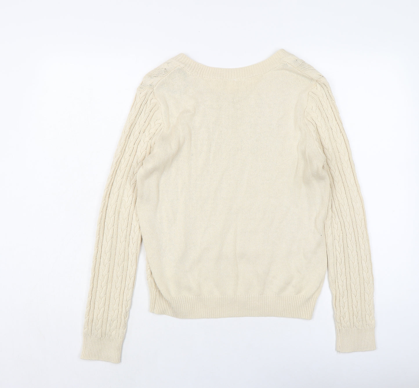 H&M Womens Beige Crew Neck Cotton Pullover Jumper Size M