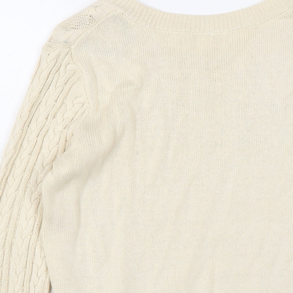 H&M Womens Beige Crew Neck Cotton Pullover Jumper Size M