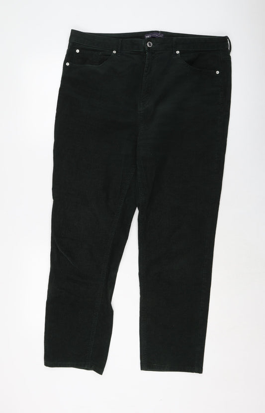 Marks and Spencer Womens Green Cotton Trousers Size 18 L27 in Regular Button