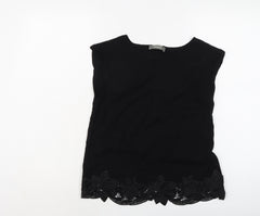 Oasis Womens Black Viscose Basic Blouse Size 8 Round Neck