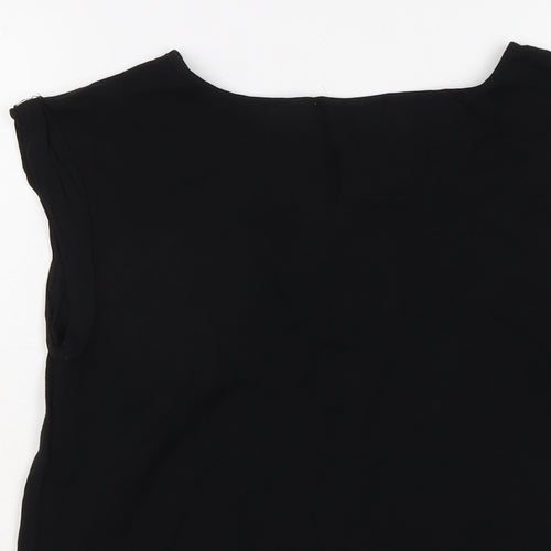 Oasis Womens Black Viscose Basic Blouse Size 8 Round Neck