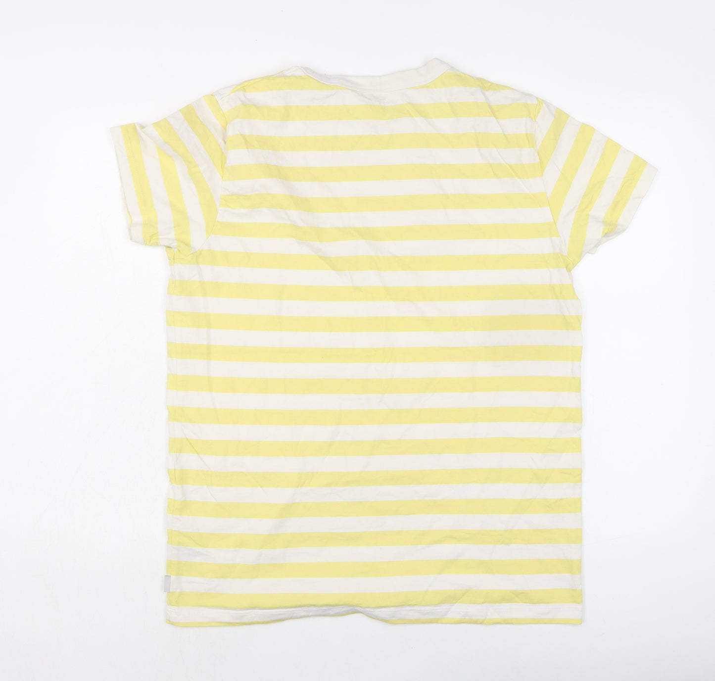 Esprit Mens Yellow Striped Cotton T-Shirt Size M Roll Neck