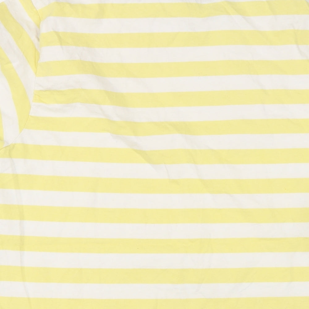 Esprit Mens Yellow Striped Cotton T-Shirt Size M Roll Neck