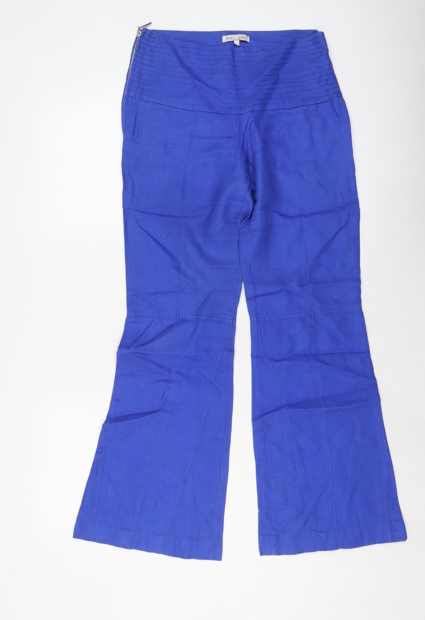 Le Lis Blanc Womens Blue Linen Trousers Size 6 L30 in Regular Zip