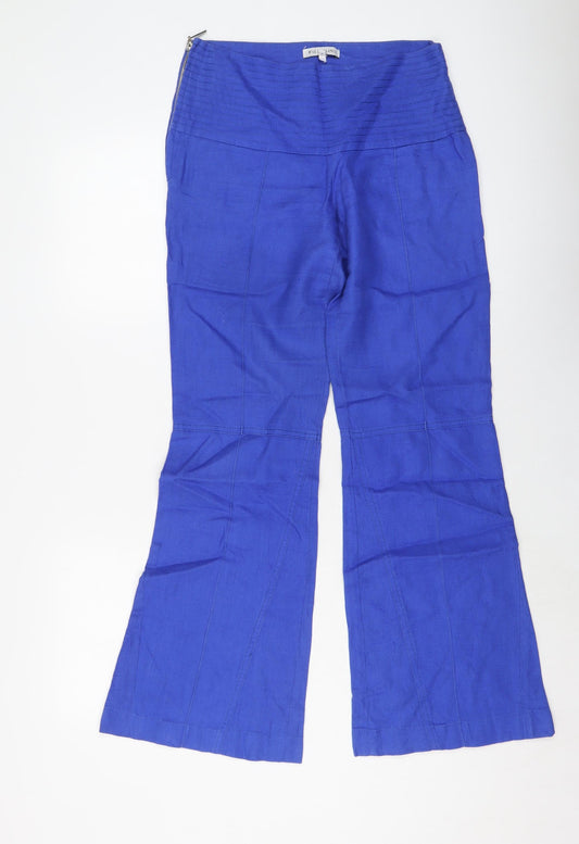 Le Lis Blanc Womens Blue Linen Trousers Size 6 L30 in Regular Zip