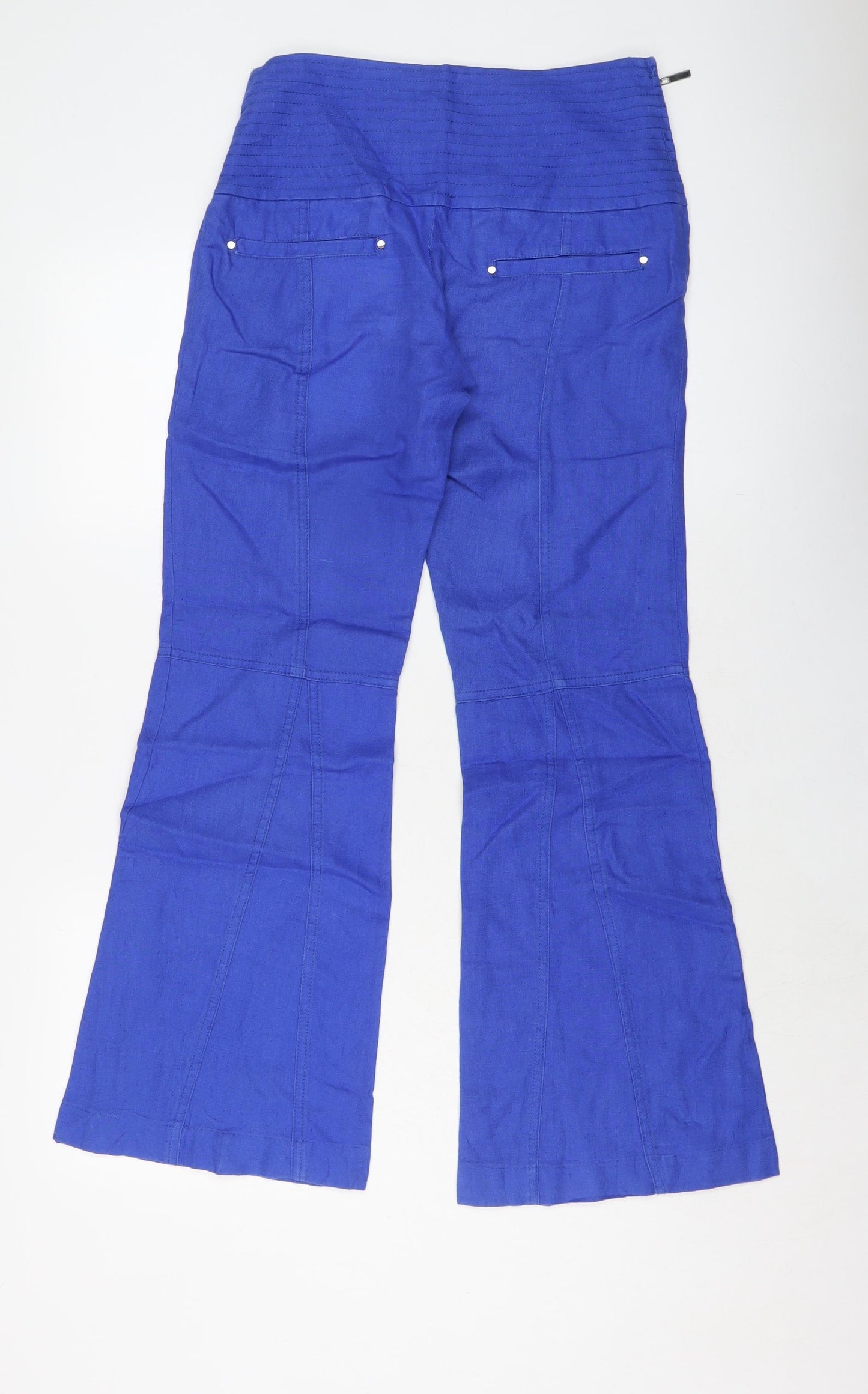 Le Lis Blanc Womens Blue Linen Trousers Size 6 L30 in Regular Zip