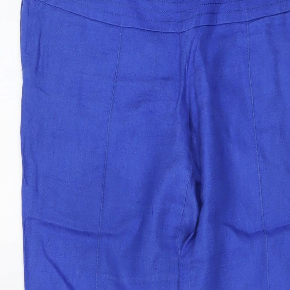 Le Lis Blanc Womens Blue Linen Trousers Size 6 L30 in Regular Zip