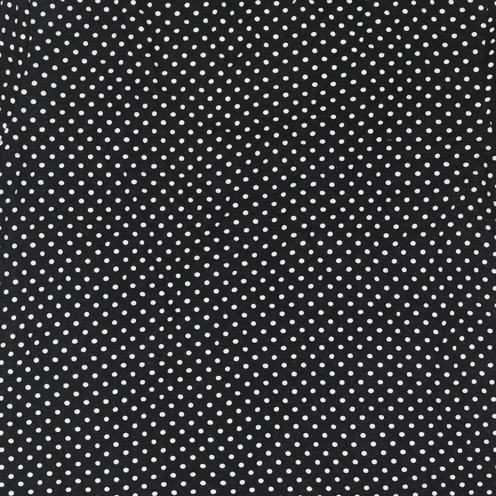 Bonmarché Womens Black Polka Dot Viscose Basic Blouse Size 14 Round Neck - Beading Detail