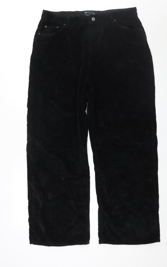 ASOS Womens Black Cotton Trousers Size 18 L32 in Regular Zip