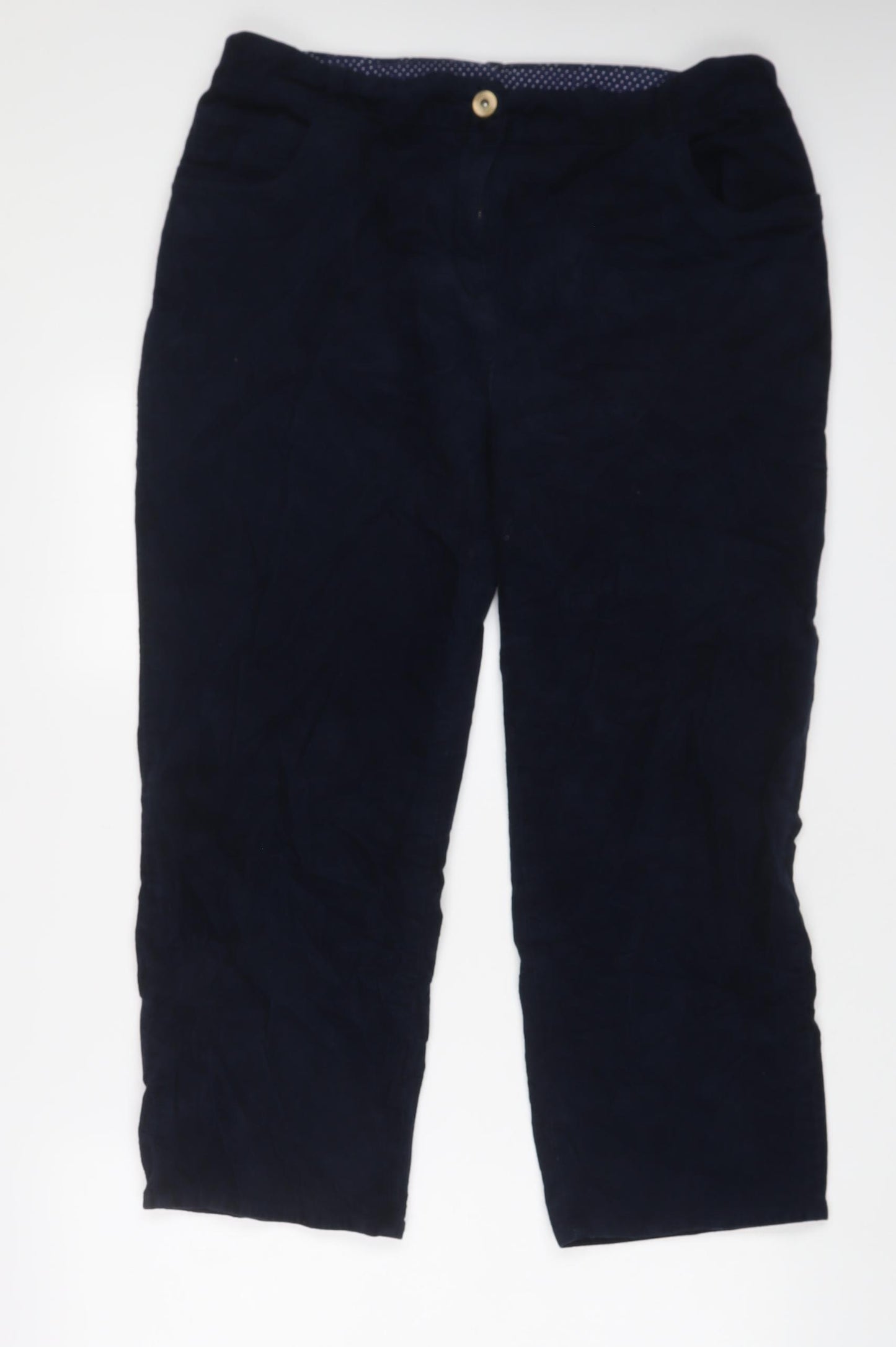 DASH Womens Blue Cotton Trousers Size 20 L25 in Regular Zip