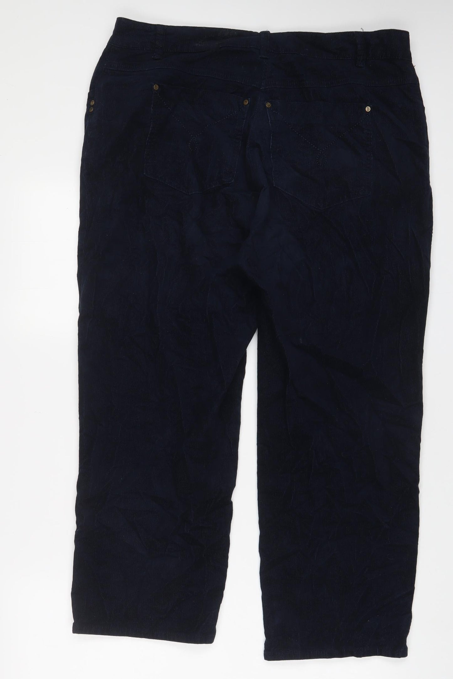 DASH Womens Blue Cotton Trousers Size 20 L25 in Regular Zip