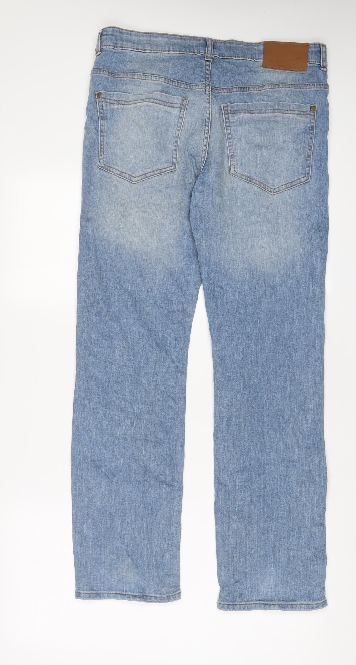 Denim & Co. Mens Blue Cotton Straight Jeans Size 30 in L30 in Regular Zip