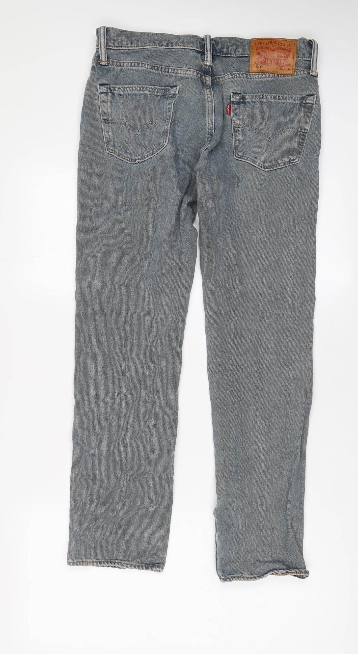 Levi's Mens Blue Cotton Straight Jeans Size 30 in L30 in Regular Zip