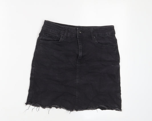 Nasty Gal' Womens Black Cotton A-Line Skirt Size 10 Zip