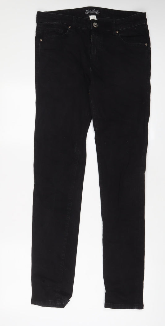 Westage Mens Black Cotton Skinny Jeans Size 32 in L34 in Regular Zip - Long Leg