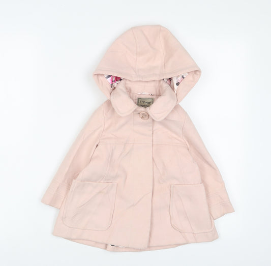 NEXT Girls Pink Overcoat Coat Size 2 Years Button