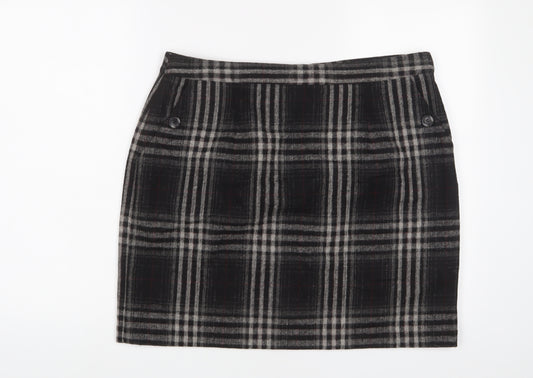 Arabella & Addison Womens Grey Plaid Polyester A-Line Skirt Size 16 Zip