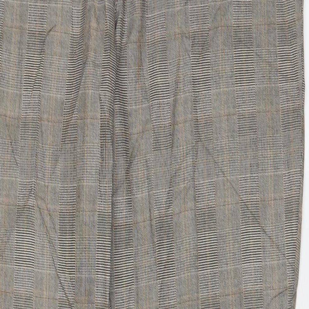 NEXT Womens Brown Plaid Polyester Trousers Size 12 L33 in Regular Zip