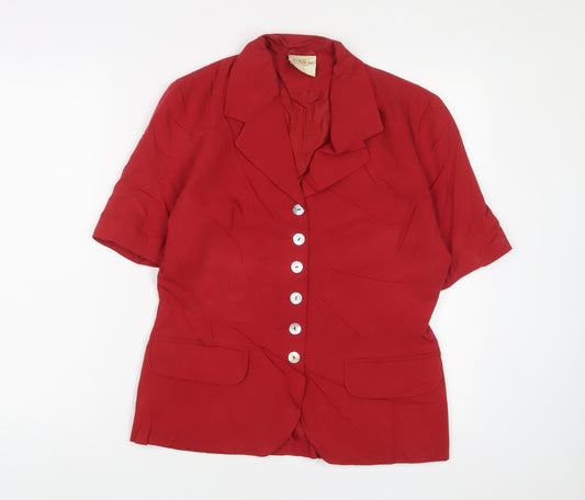 Etam Womens Red Jacket Blazer Size 12 Button