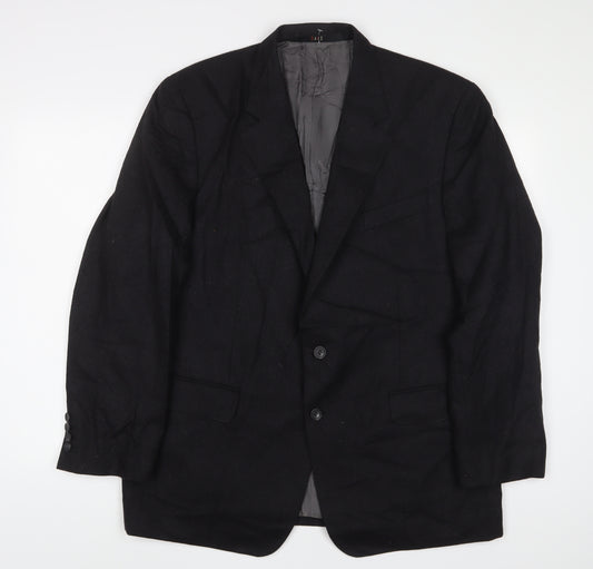 DAKS Mens Black Wool Jacket Suit Jacket Size 42 Regular