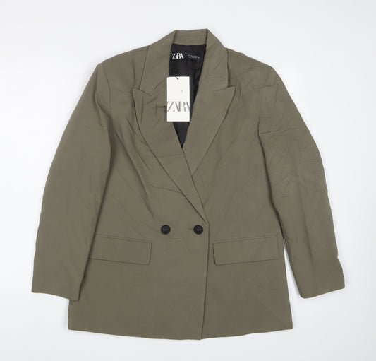 Zara Womens Green Jacket Blazer Size S Button