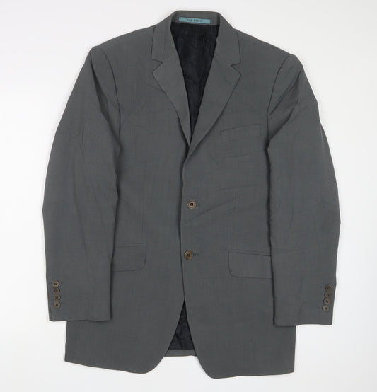 Ted Baker Mens Grey Polyester Jacket Suit Jacket Size 38 Regular - Inside Pockets