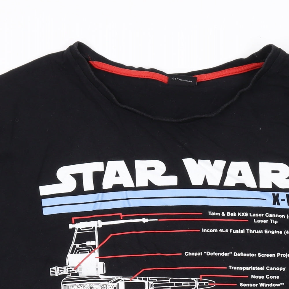 Star Wars Mens Black Cotton T-Shirt Size 2XL Round Neck