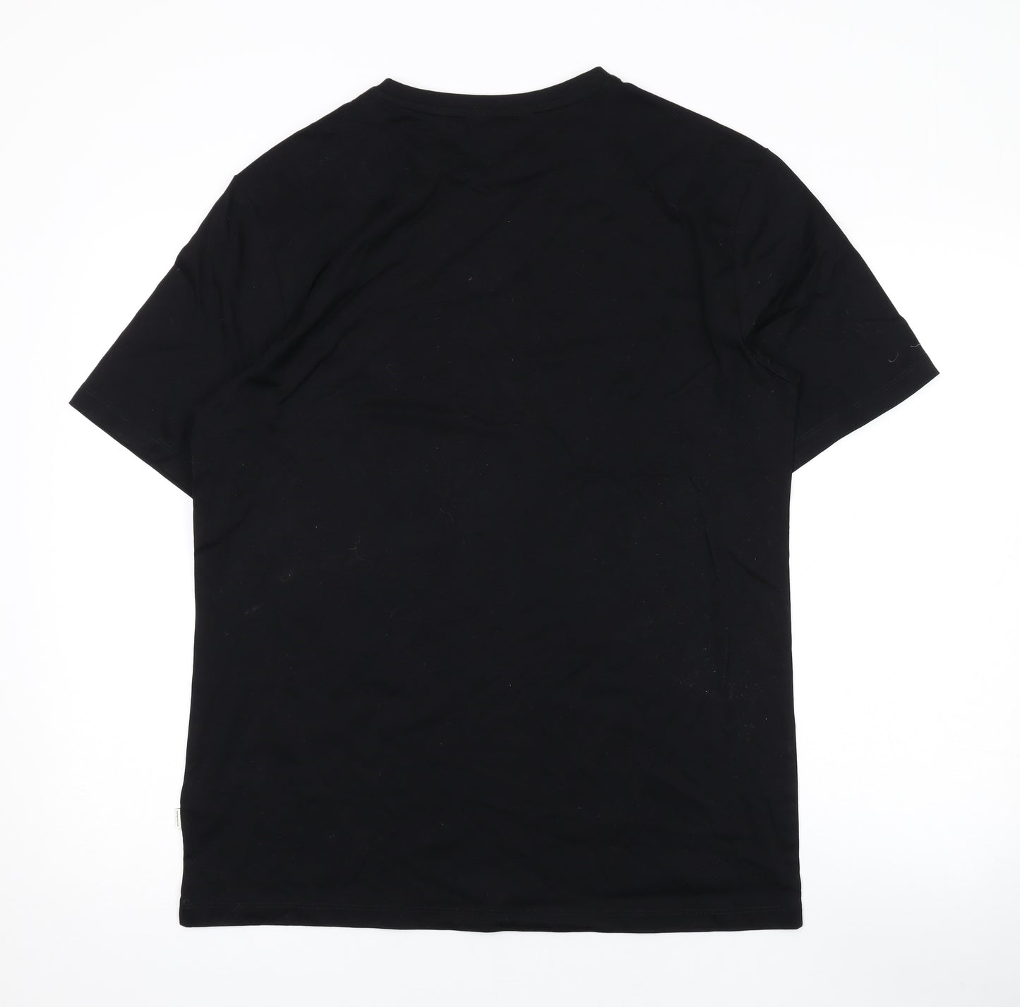 Marks and Spencer Mens Black Cotton T-Shirt Size M Round Neck