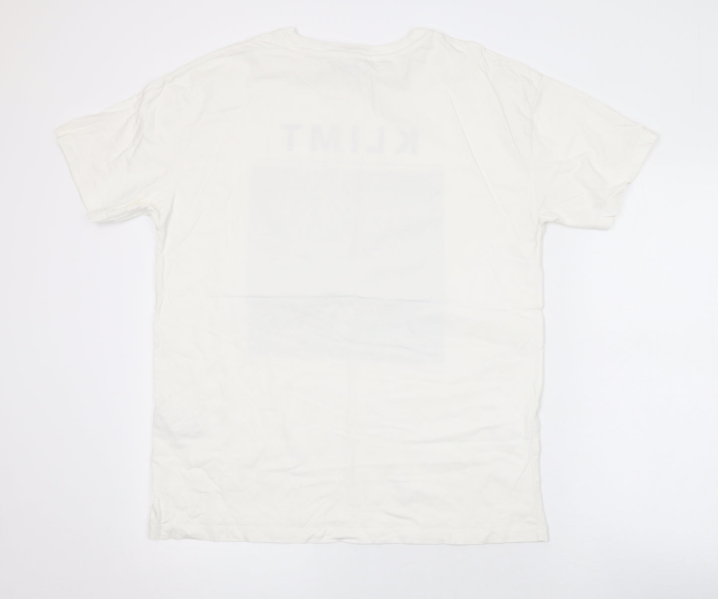 Pull&Bear Mens White Cotton T-Shirt Size M Round Neck - KLIMT