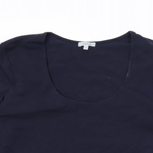 Jigsaw Womens Blue Cotton Basic Blouse Size L Scoop Neck