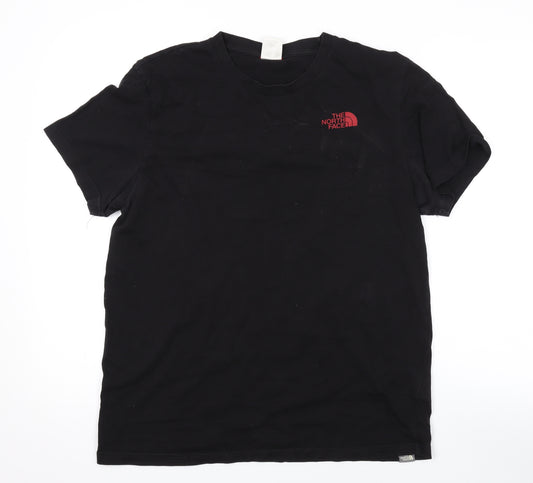 The North Face Mens Black Cotton T-Shirt Size M Round Neck - Logo