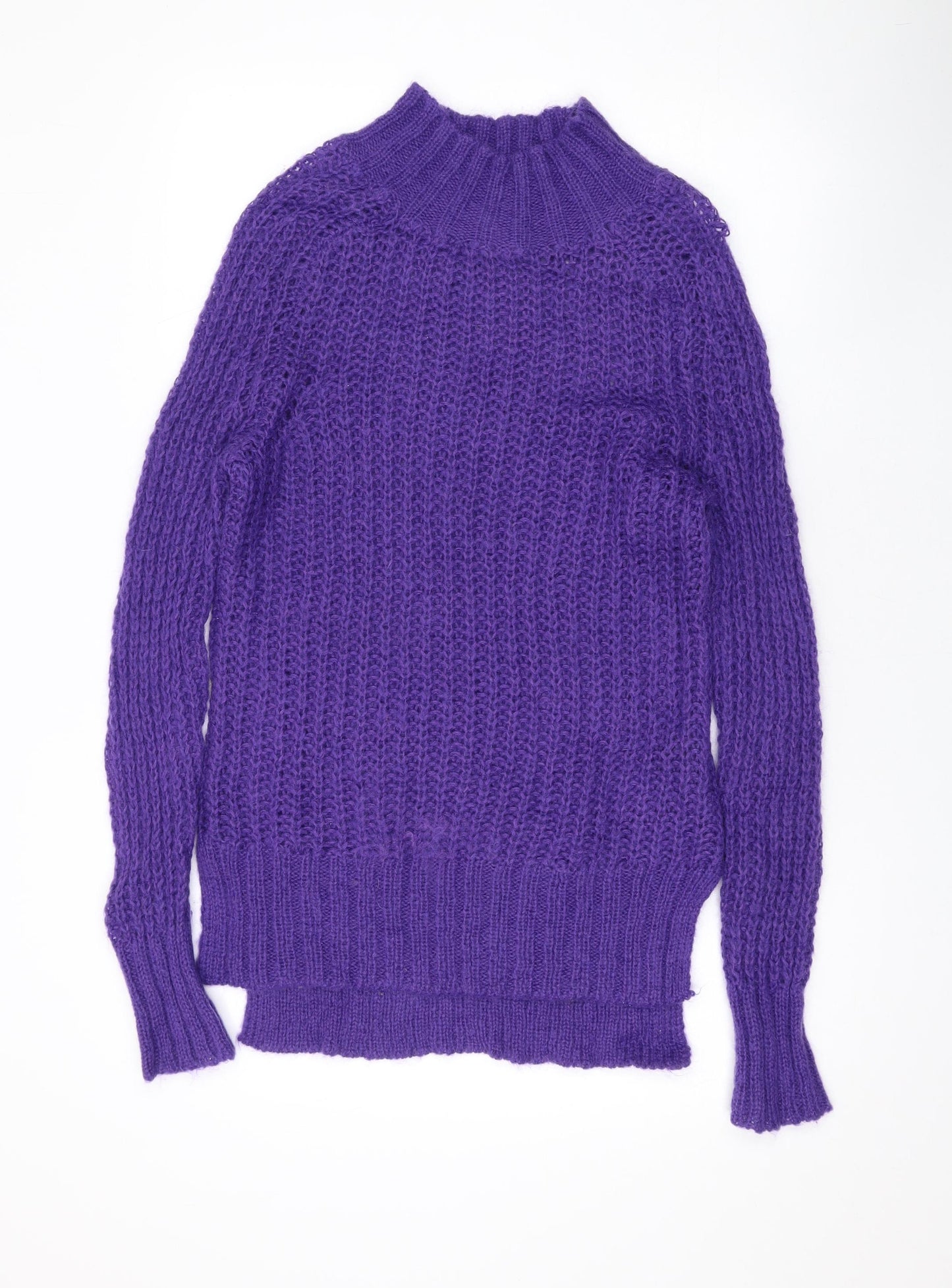 L.K. Bennett Womens Purple Mock Neck Mohair Pullover Jumper Size S