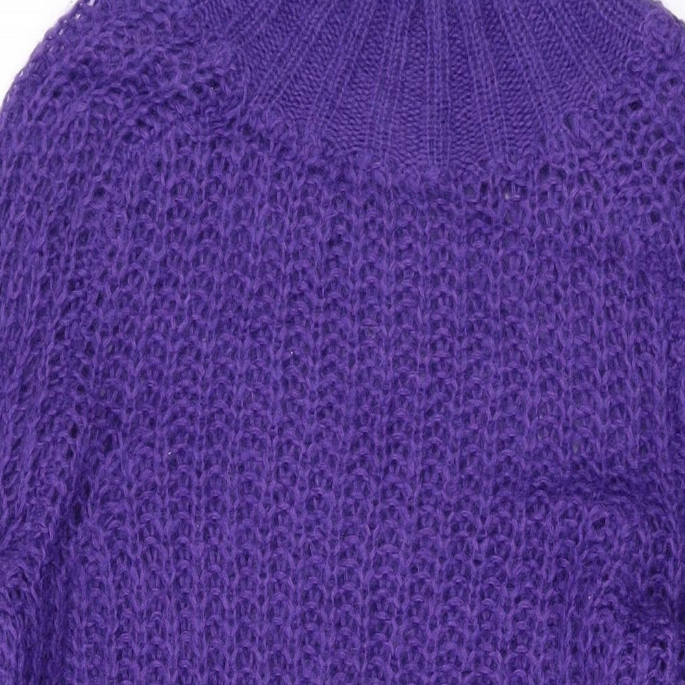 L.K. Bennett Womens Purple Mock Neck Mohair Pullover Jumper Size S