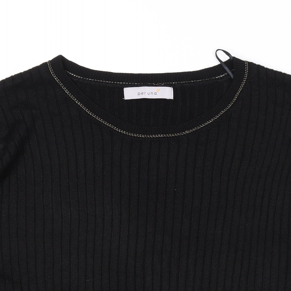 Per Una Womens Black Scoop Neck Viscose Pullover Jumper Size 16