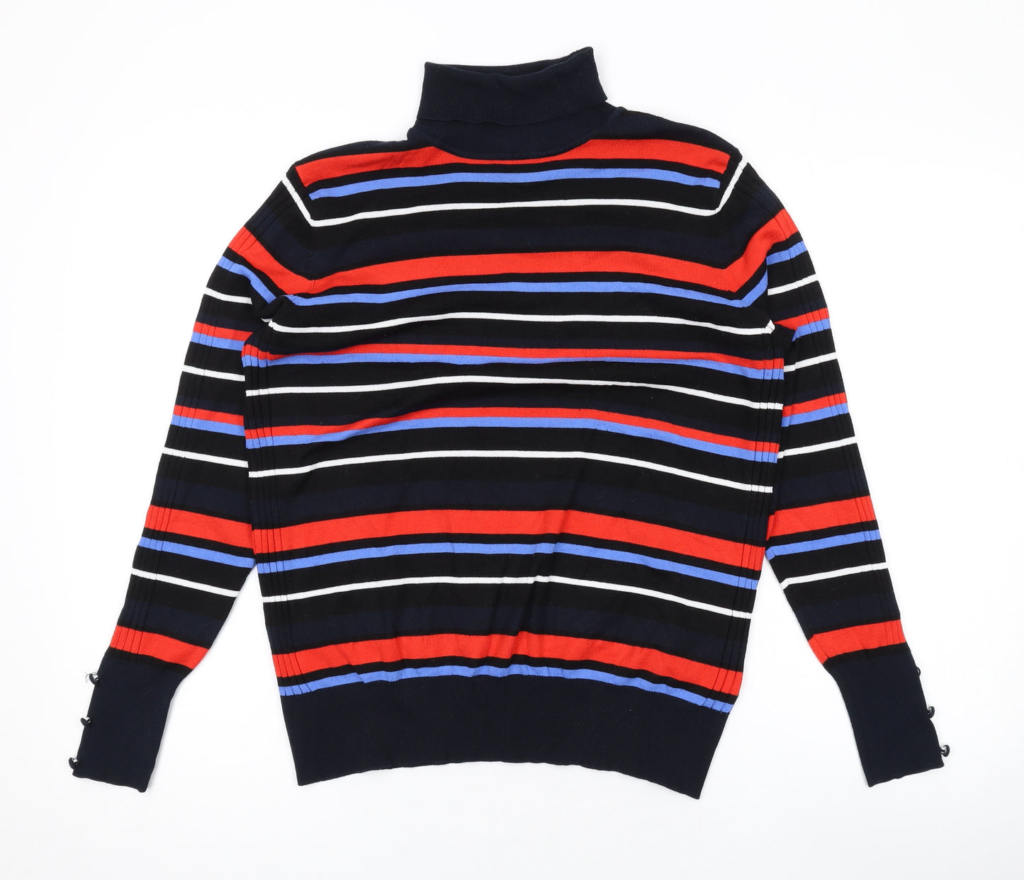 NEXT Womens Multicoloured Roll Neck Striped Viscose Pullover Jumper Size 16