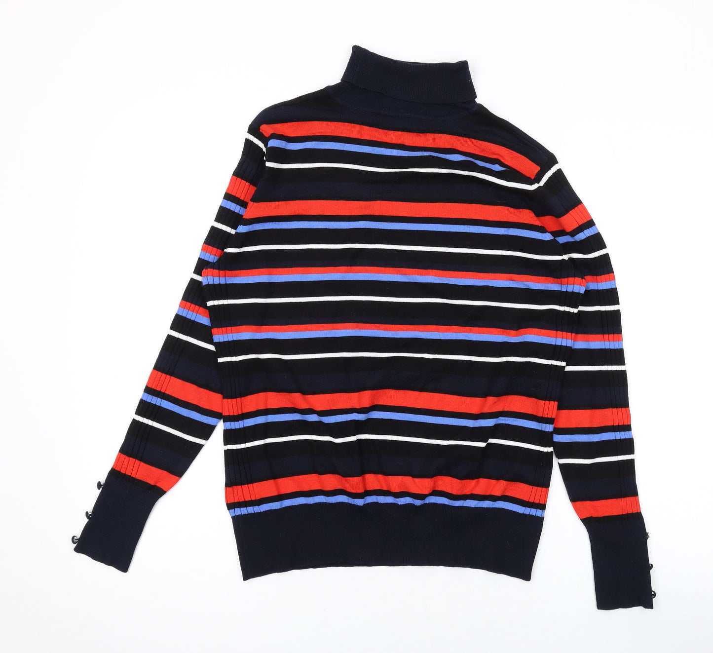 NEXT Womens Multicoloured Roll Neck Striped Viscose Pullover Jumper Size 16