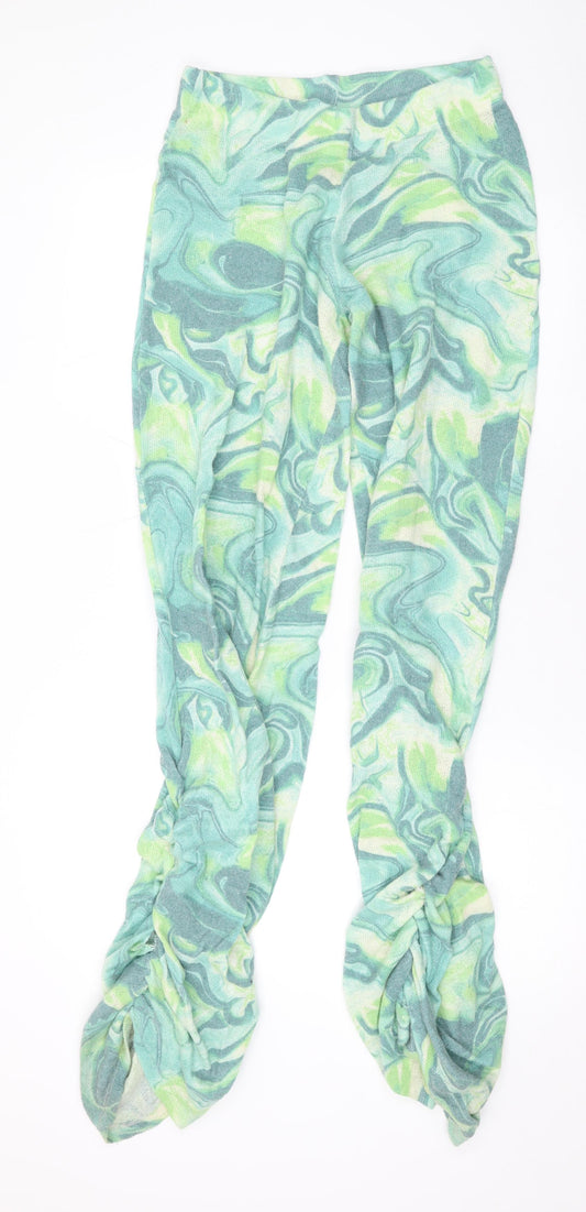 Jaded Womens Green Geometric Acrylic Trousers Size 10 L30 in Regular