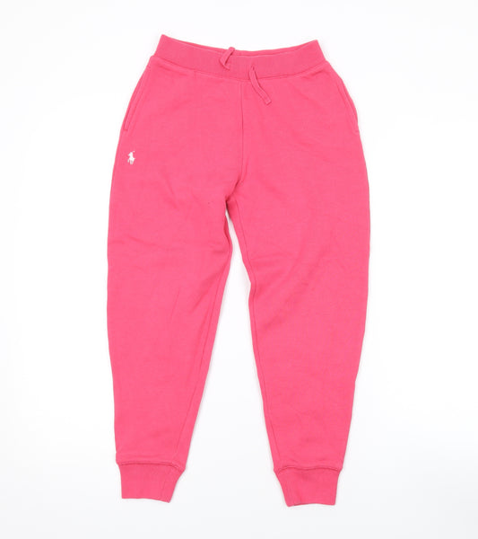 Polo Ralph Lauren Womens Pink Cotton Jogger Trousers Size M L21 in Regular Drawstring