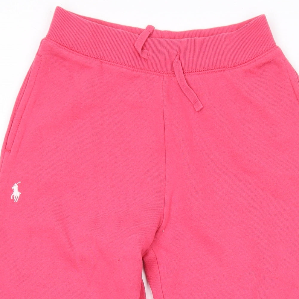 Polo Ralph Lauren Womens Pink Cotton Jogger Trousers Size M L21 in Regular Drawstring