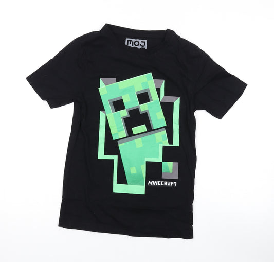 Mojang Boys Black Cotton Basic T-Shirt Size 11-12 Years Round Neck Pullover - Minecraft