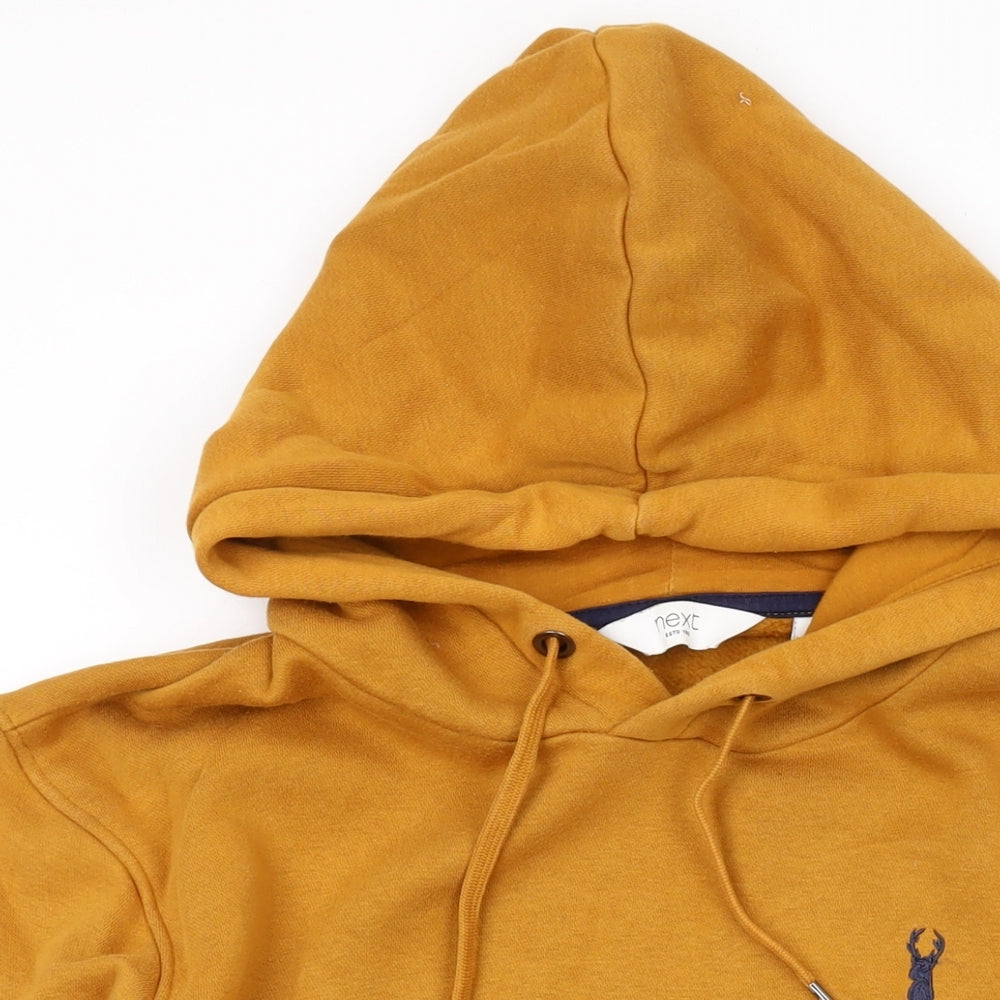 NEXT Mens Yellow Cotton Pullover Hoodie Size S