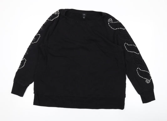 River Island Womens Black Cotton Pullover Sweatshirt Size L Pullover - Pearls