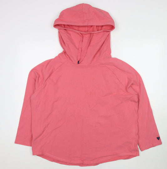 White Stuff Womens Pink Cotton Pullover Hoodie Size 18 Pullover