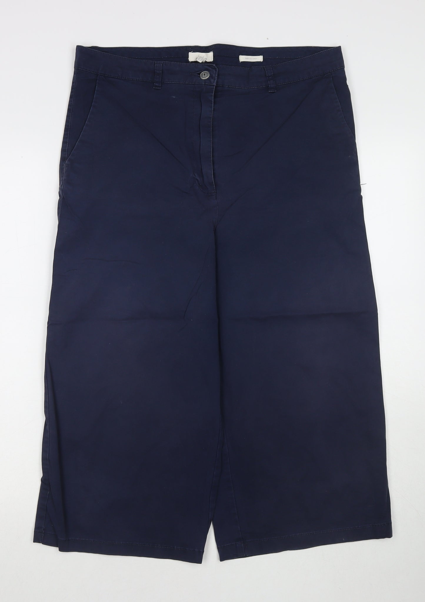 Joules Womens Blue Cotton Cropped Trousers Size 14 L20 in Regular Zip